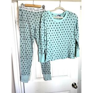Victoria Secret | Waffle Knit Pajama Set - Shirt & Pants Seafoam Green